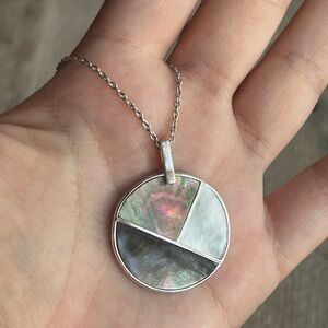 Argento Vivo Sterling Silver Mother of Pearl Medallion Necklace